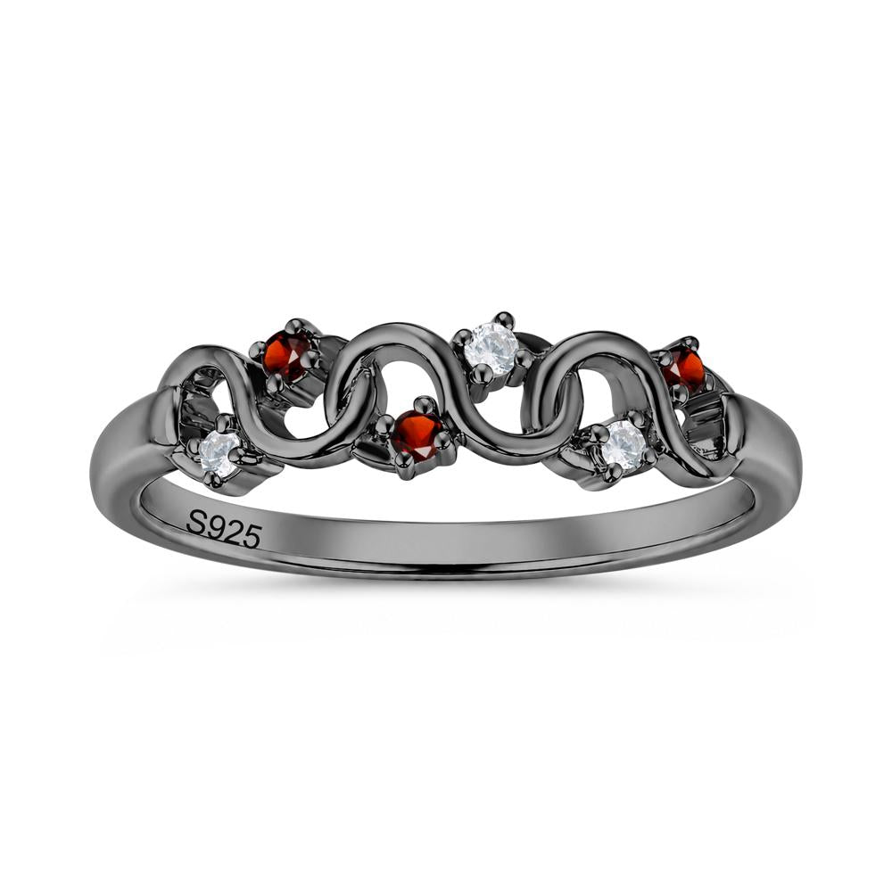 Cubic Zirconia and London Blue Topaz Twisted Infinity Wedding Band Ring - LUO Jewelry #gemstone_Cubic Zirconia and Garnet
