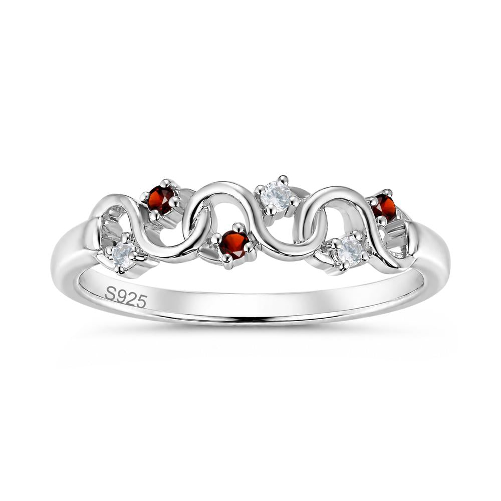 Cubic Zirconia and London Blue Topaz Twisted Infinity Wedding Band Ring - LUO Jewelry #gemstone_Cubic Zirconia and Garnet
