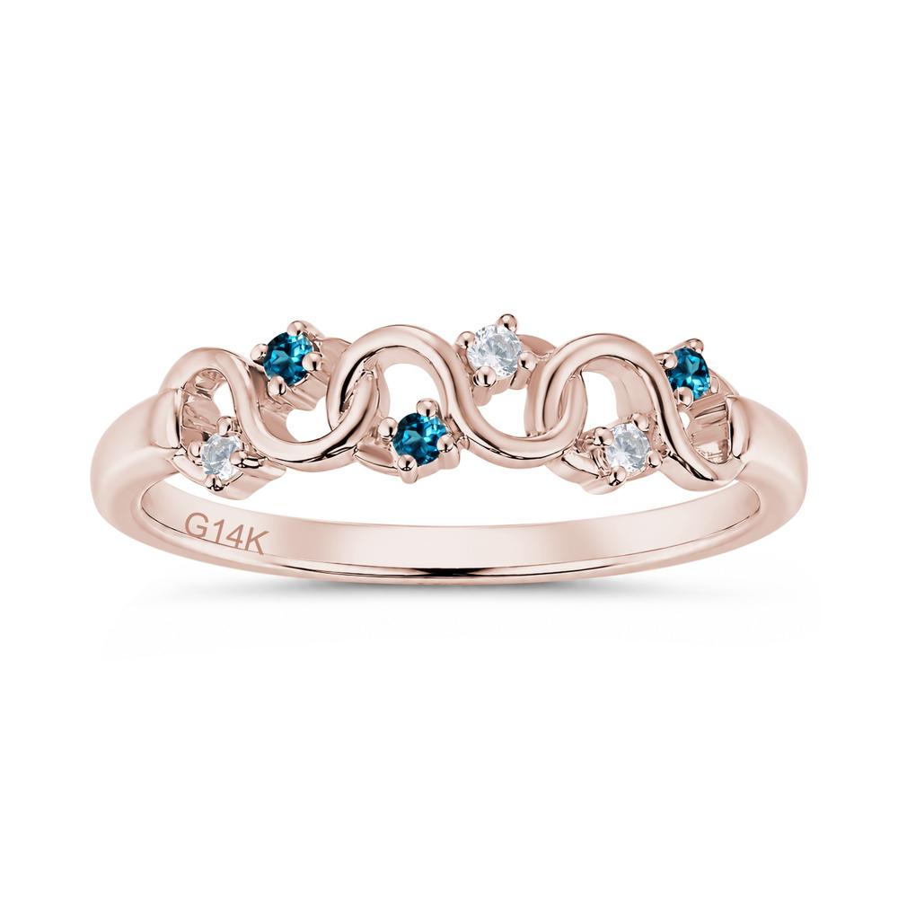 Cubic Zirconia and London Blue Topaz Twisted Infinity Wedding Band Ring - LUO Jewelry #gemstone_Cubic Zirconia and London Blue Topaz