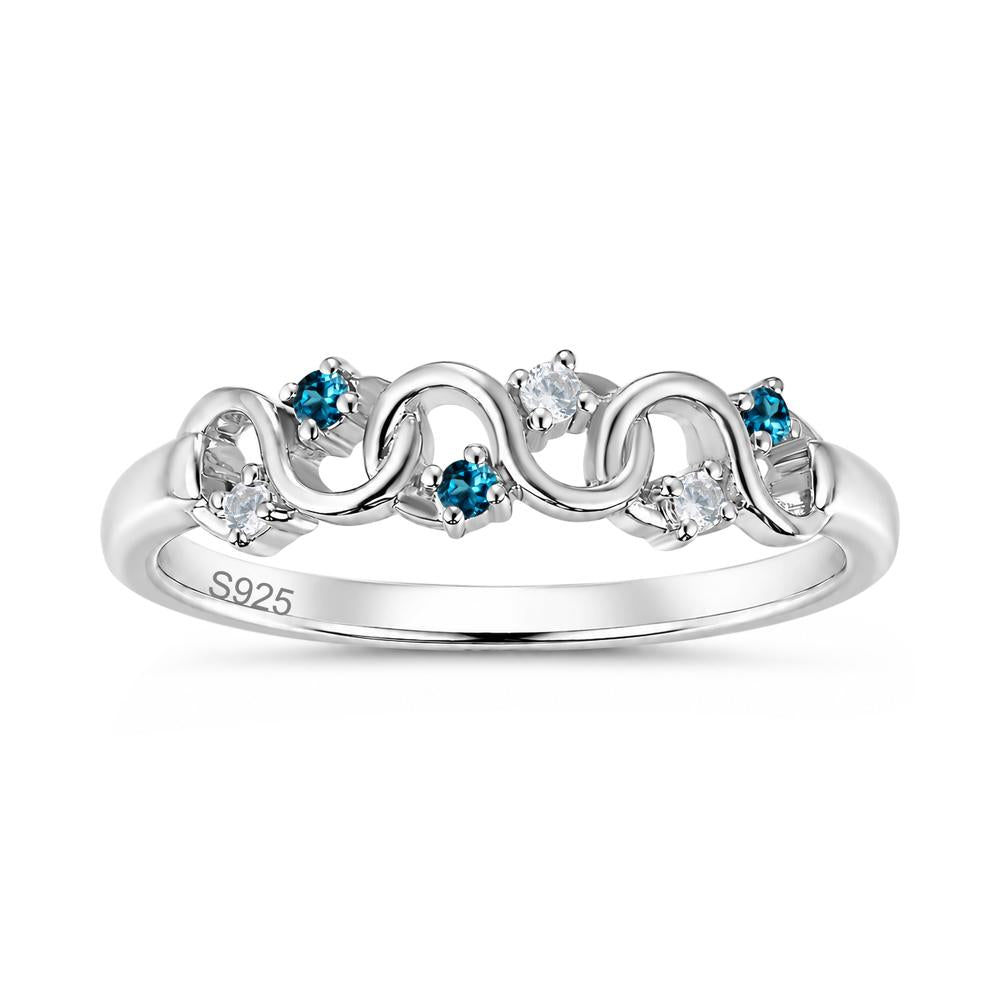 Cubic Zirconia and London Blue Topaz Twisted Infinity Wedding Band Ring - LUO Jewelry #gemstone_Cubic Zirconia and London Blue Topaz