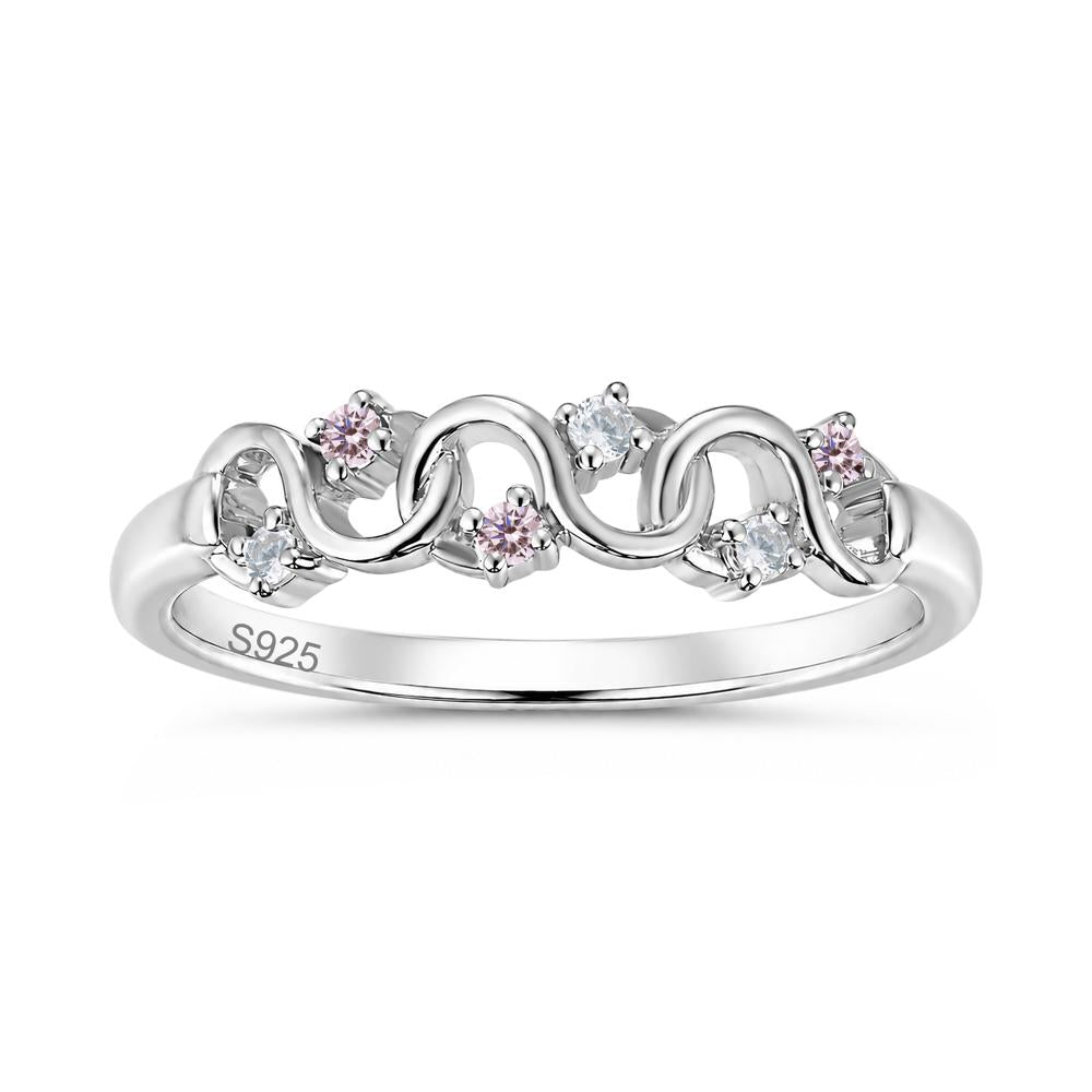 Cubic Zirconia and London Blue Topaz Twisted Infinity Wedding Band Ring - LUO Jewelry #gemstone_Cubic Zirconia and Pink Cubic Zirconia