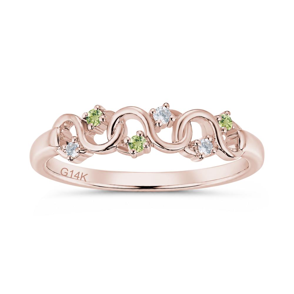 Cubic Zirconia and London Blue Topaz Twisted Infinity Wedding Band Ring - LUO Jewelry #gemstone_Cubic Zirconia and Peridot