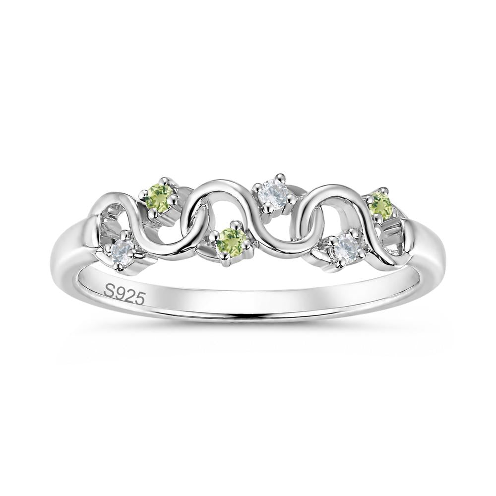 Cubic Zirconia and London Blue Topaz Twisted Infinity Wedding Band Ring - LUO Jewelry #gemstone_Cubic Zirconia and Peridot
