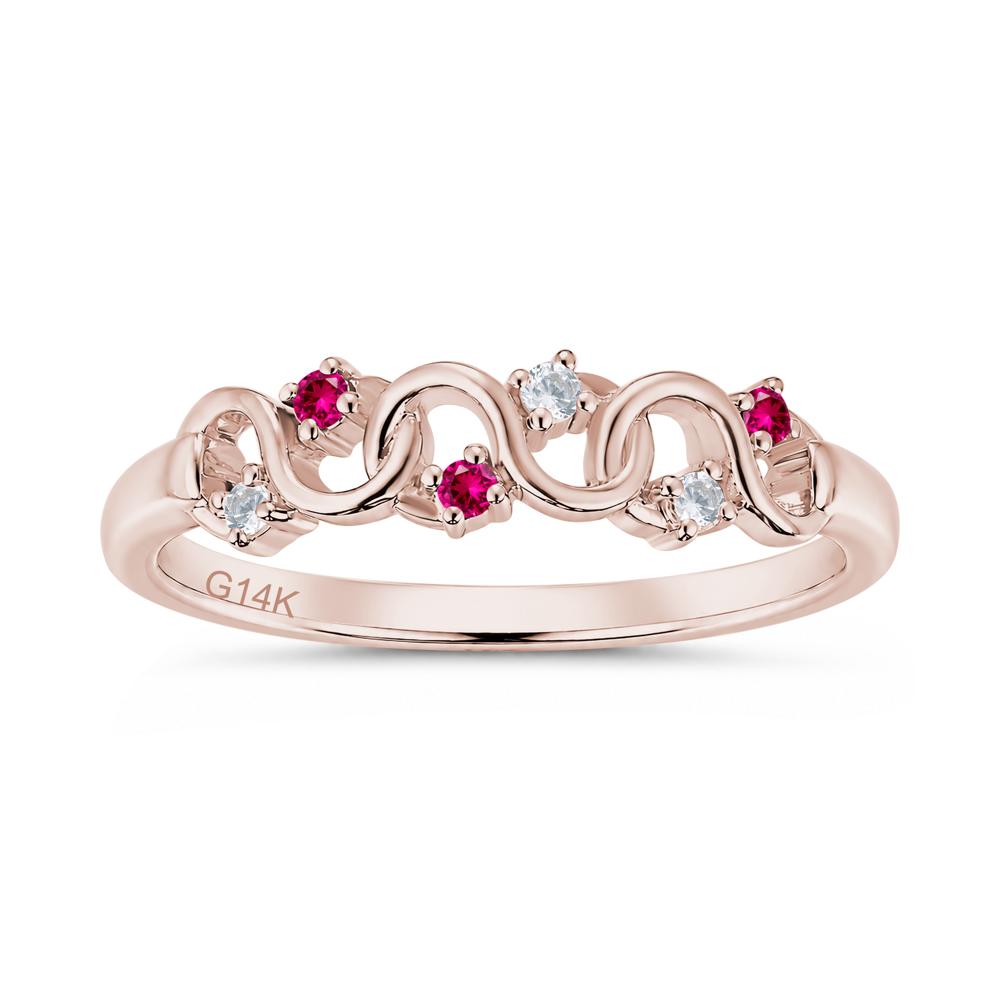 Cubic Zirconia and London Blue Topaz Twisted Infinity Wedding Band Ring - LUO Jewelry #gemstone_Cubic Zirconia and Ruby