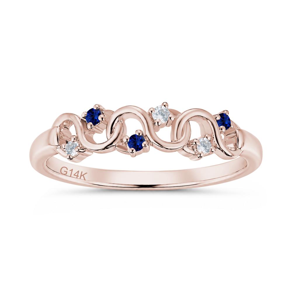 Cubic Zirconia and London Blue Topaz Twisted Infinity Wedding Band Ring - LUO Jewelry #gemstone_Cubic Zirconia and Sapphire