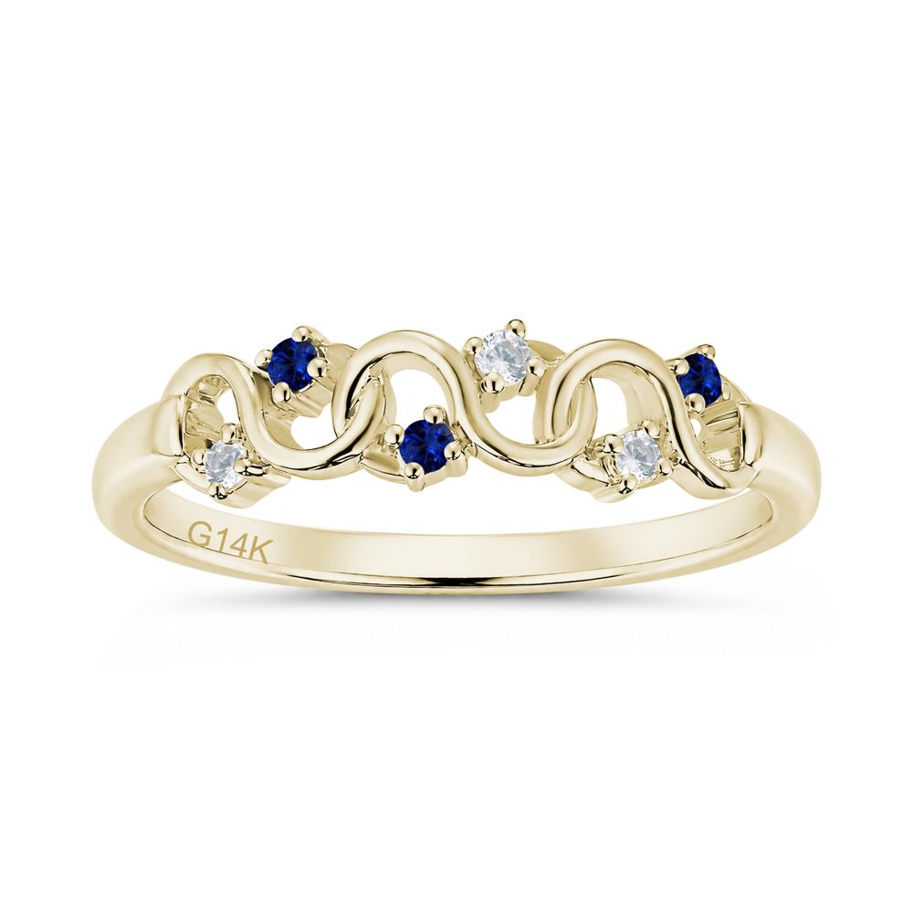 Cubic Zirconia and London Blue Topaz Twisted Infinity Wedding Band Ring - LUO Jewelry #gemstone_Cubic Zirconia and Sapphire