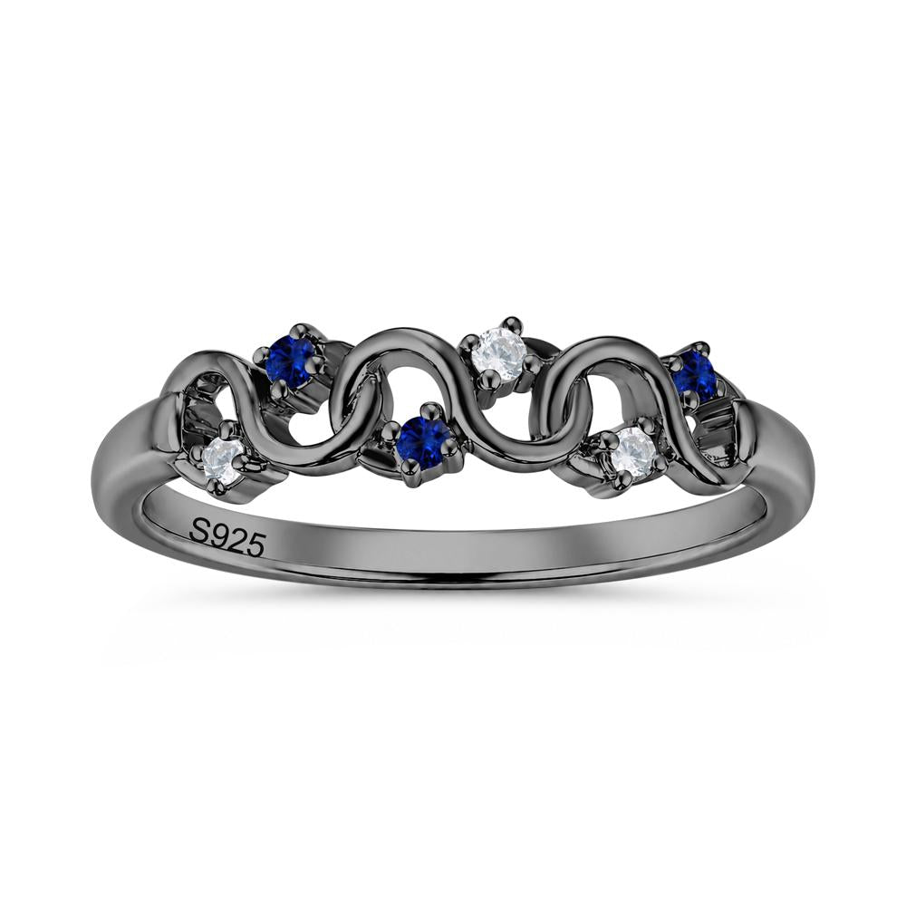 Cubic Zirconia and London Blue Topaz Twisted Infinity Wedding Band Ring - LUO Jewelry #gemstone_Cubic Zirconia and Sapphire