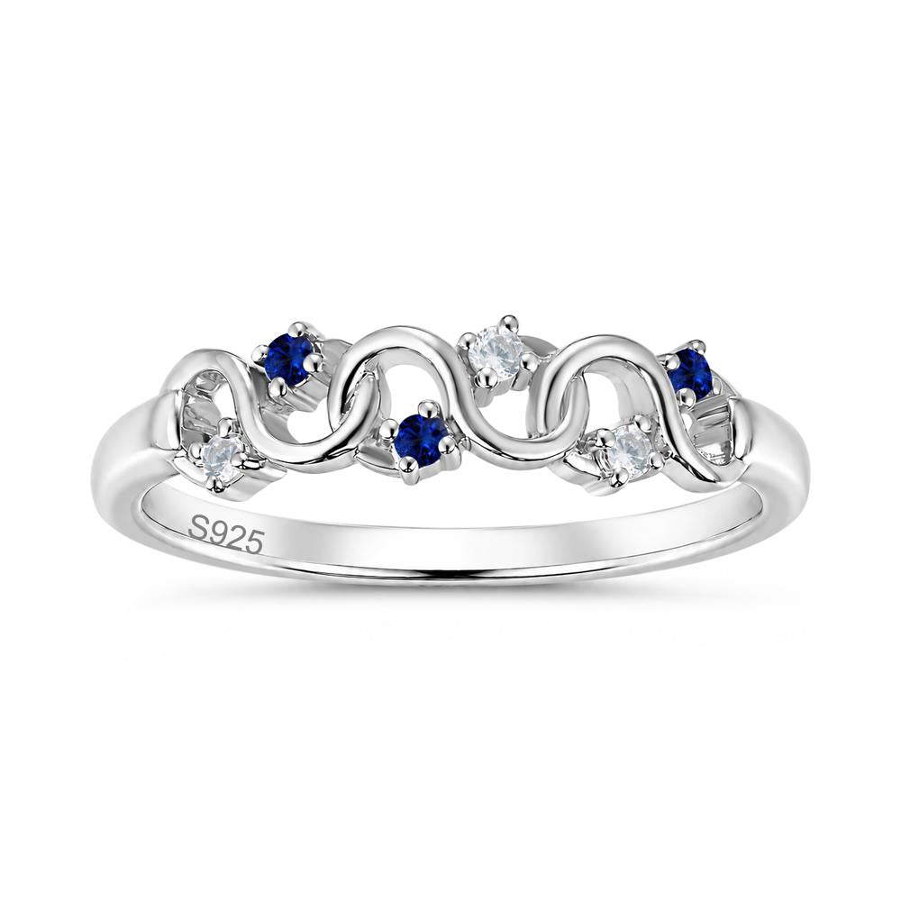Cubic Zirconia and London Blue Topaz Twisted Infinity Wedding Band Ring - LUO Jewelry #gemstone_Cubic Zirconia and Sapphire