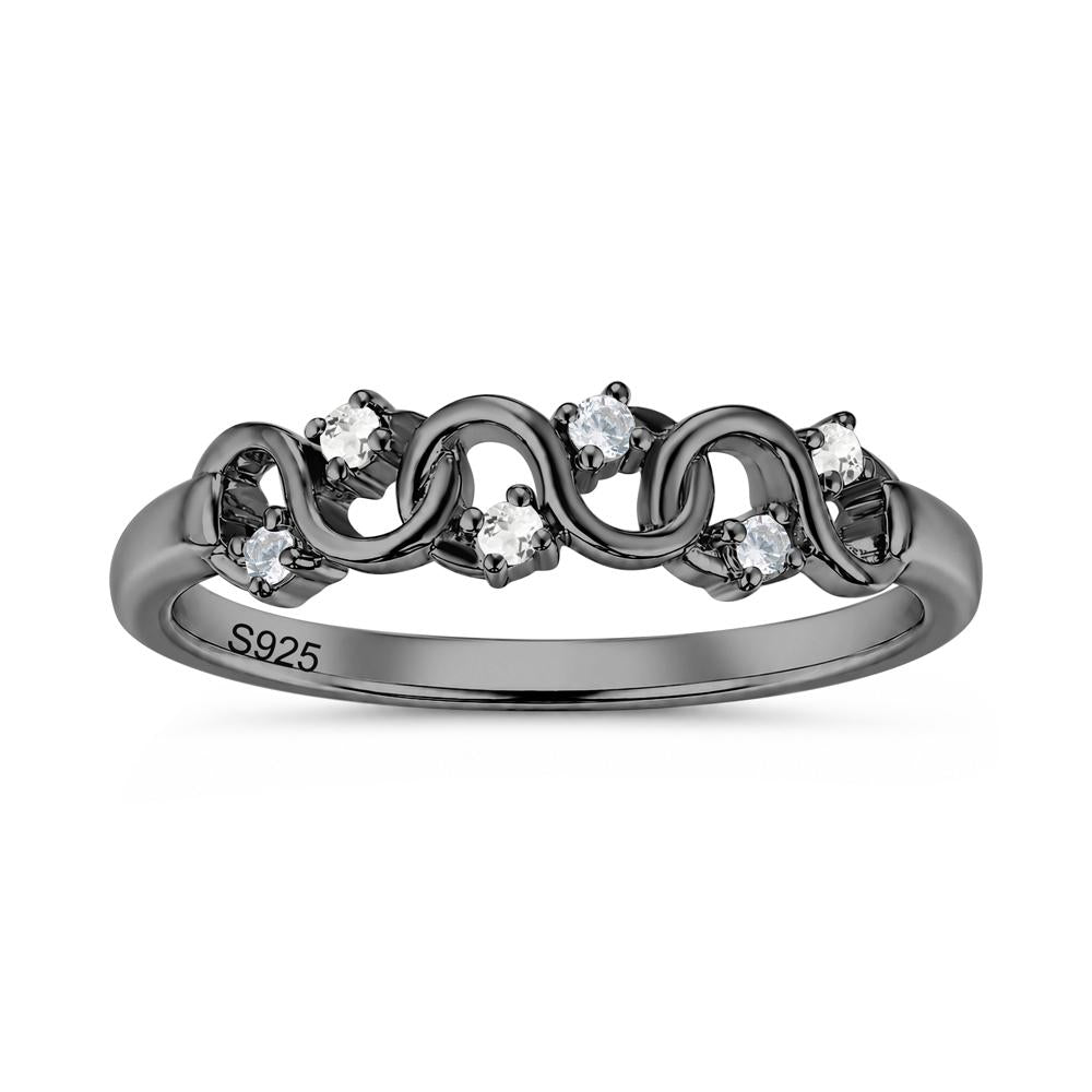 Cubic Zirconia and London Blue Topaz Twisted Infinity Wedding Band Ring - LUO Jewelry #gemstone_Cubic Zirconia and White Topaz