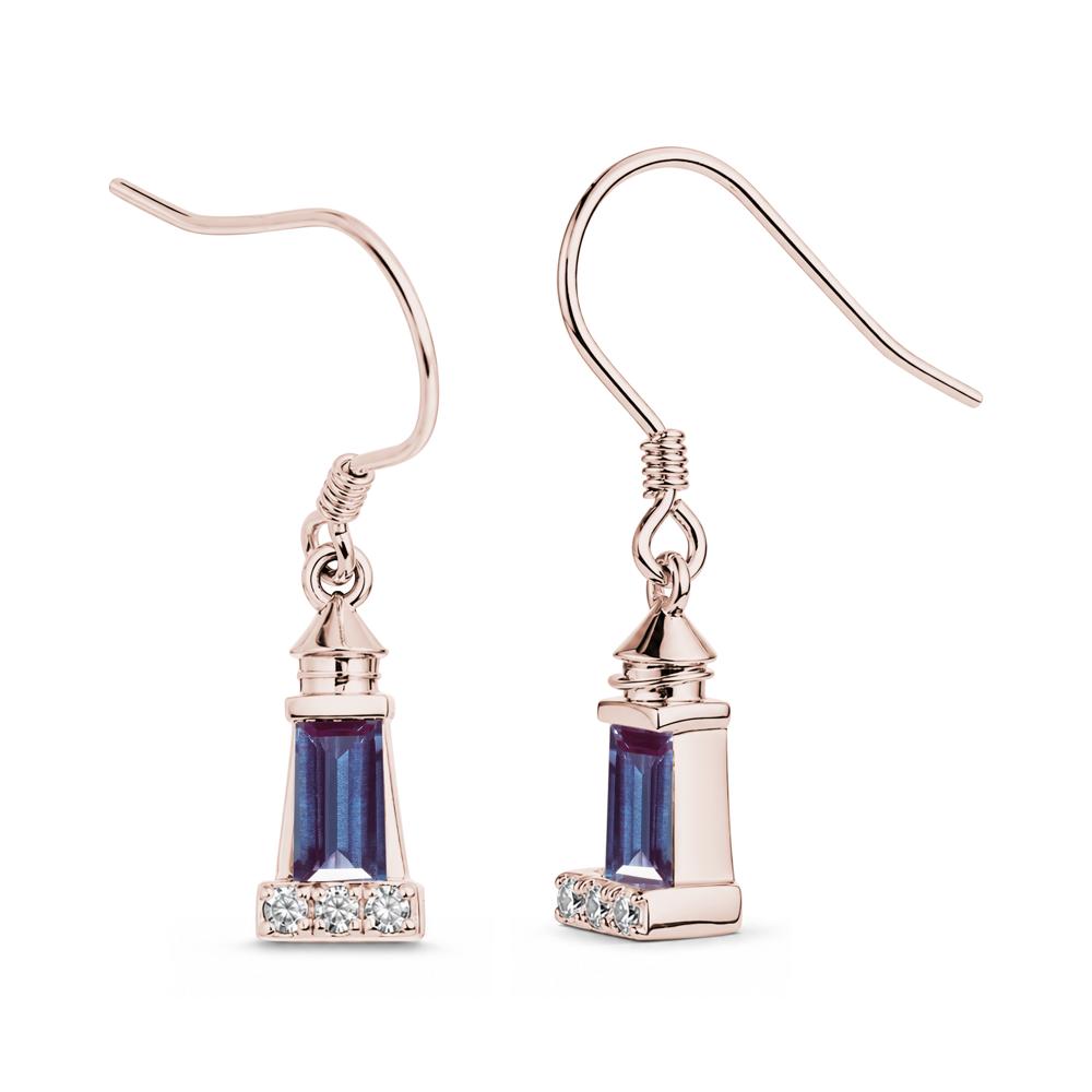 Rectangle Cut Smoky Quartz Lighthouse Earrings - LUO Jewelry #gemstone_Alexandrite