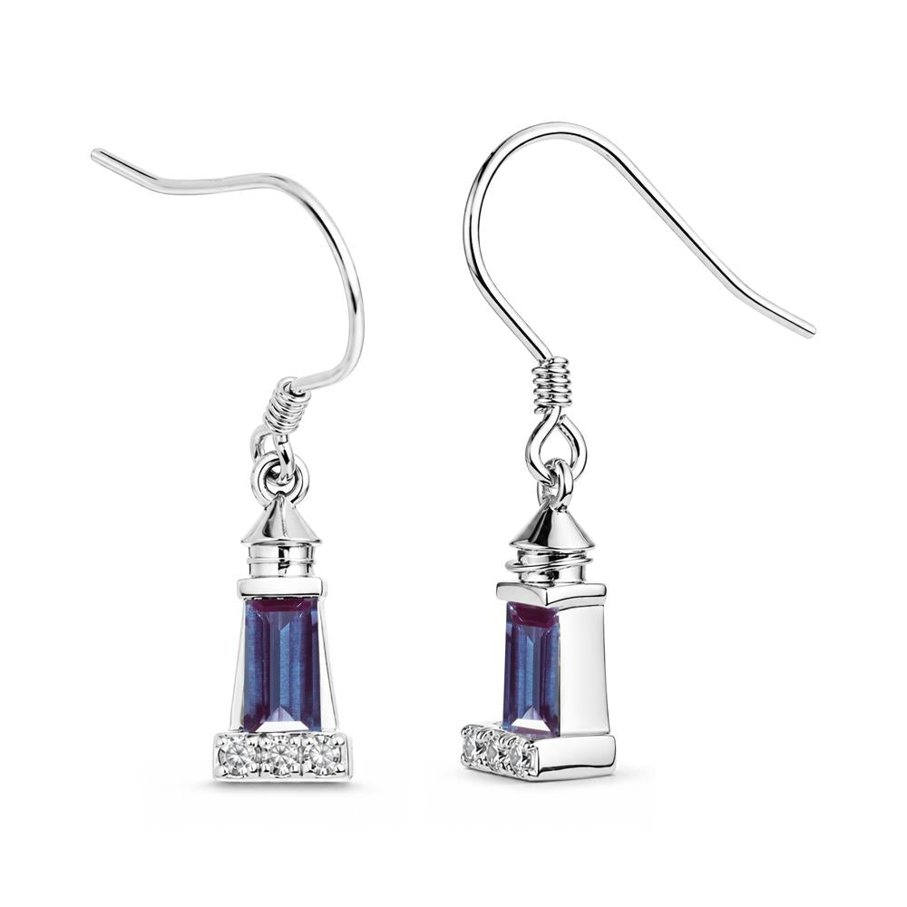 Rectangle Cut Smoky Quartz Lighthouse Earrings - LUO Jewelry #gemstone_Alexandrite