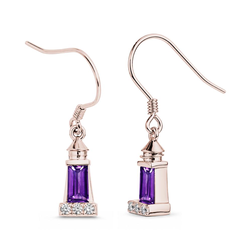 Rectangle Cut Smoky Quartz Lighthouse Earrings - LUO Jewelry #gemstone_Amethyst