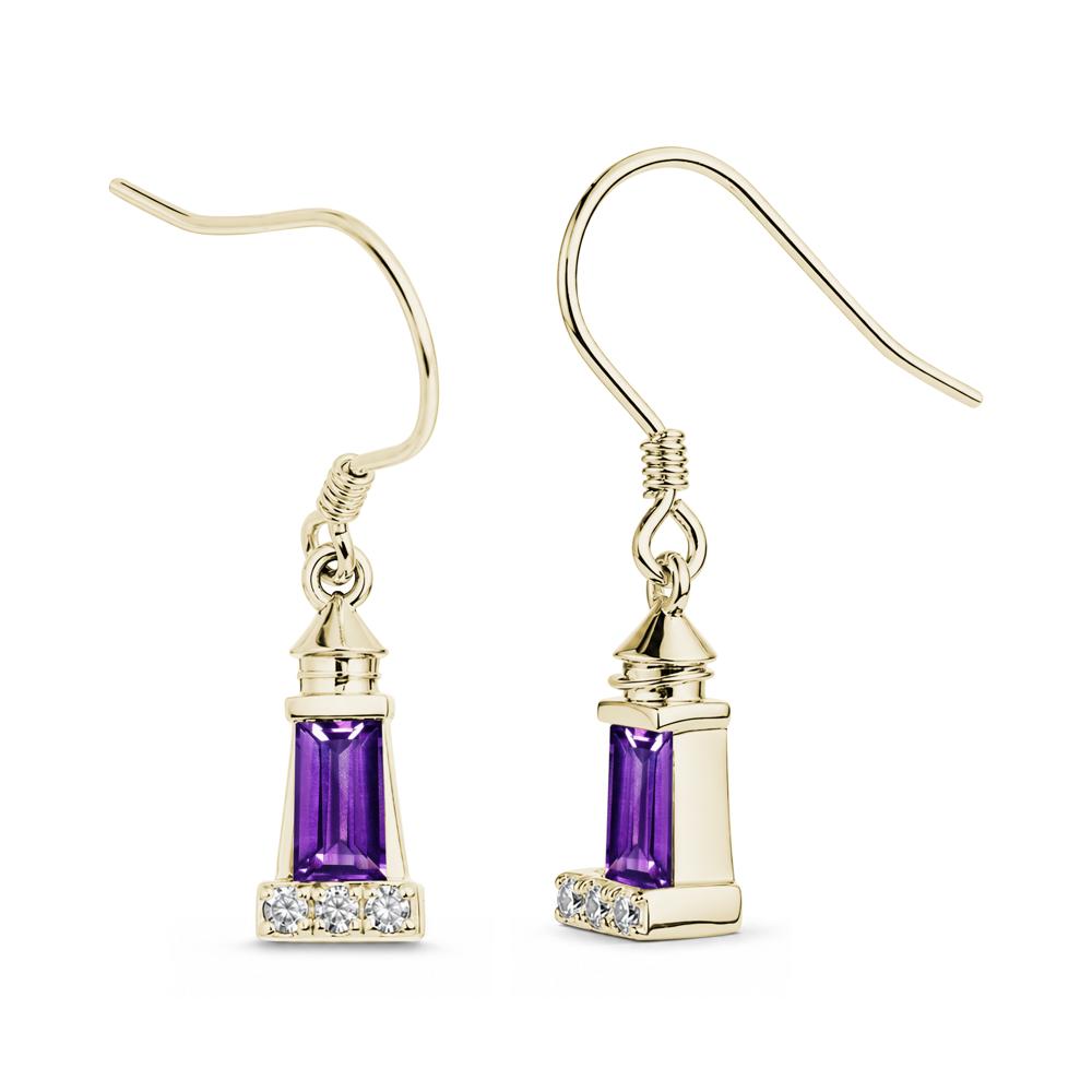 Rectangle Cut Smoky Quartz Lighthouse Earrings - LUO Jewelry #gemstone_Amethyst