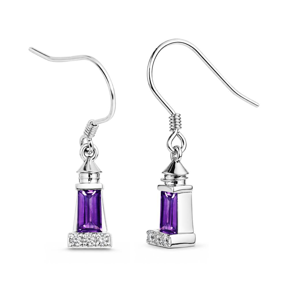 Rectangle Cut Smoky Quartz Lighthouse Earrings - LUO Jewelry #gemstone_Amethyst