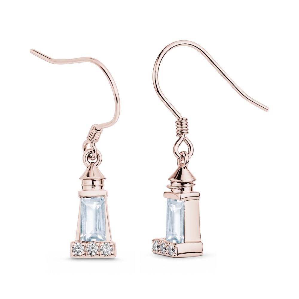 Rectangle Cut Smoky Quartz Lighthouse Earrings - LUO Jewelry #gemstone_Aquamarine