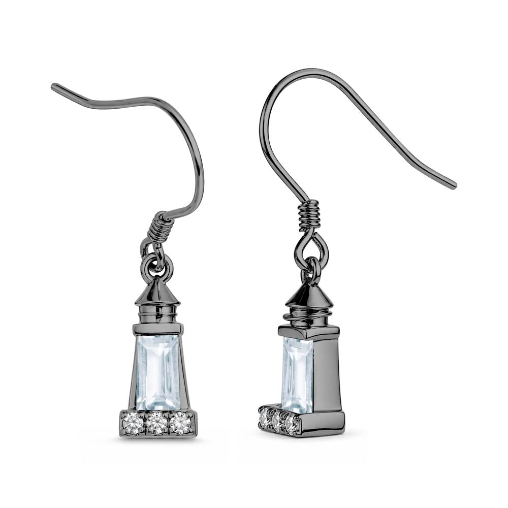 Rectangle Cut Smoky Quartz Lighthouse Earrings - LUO Jewelry #gemstone_Aquamarine