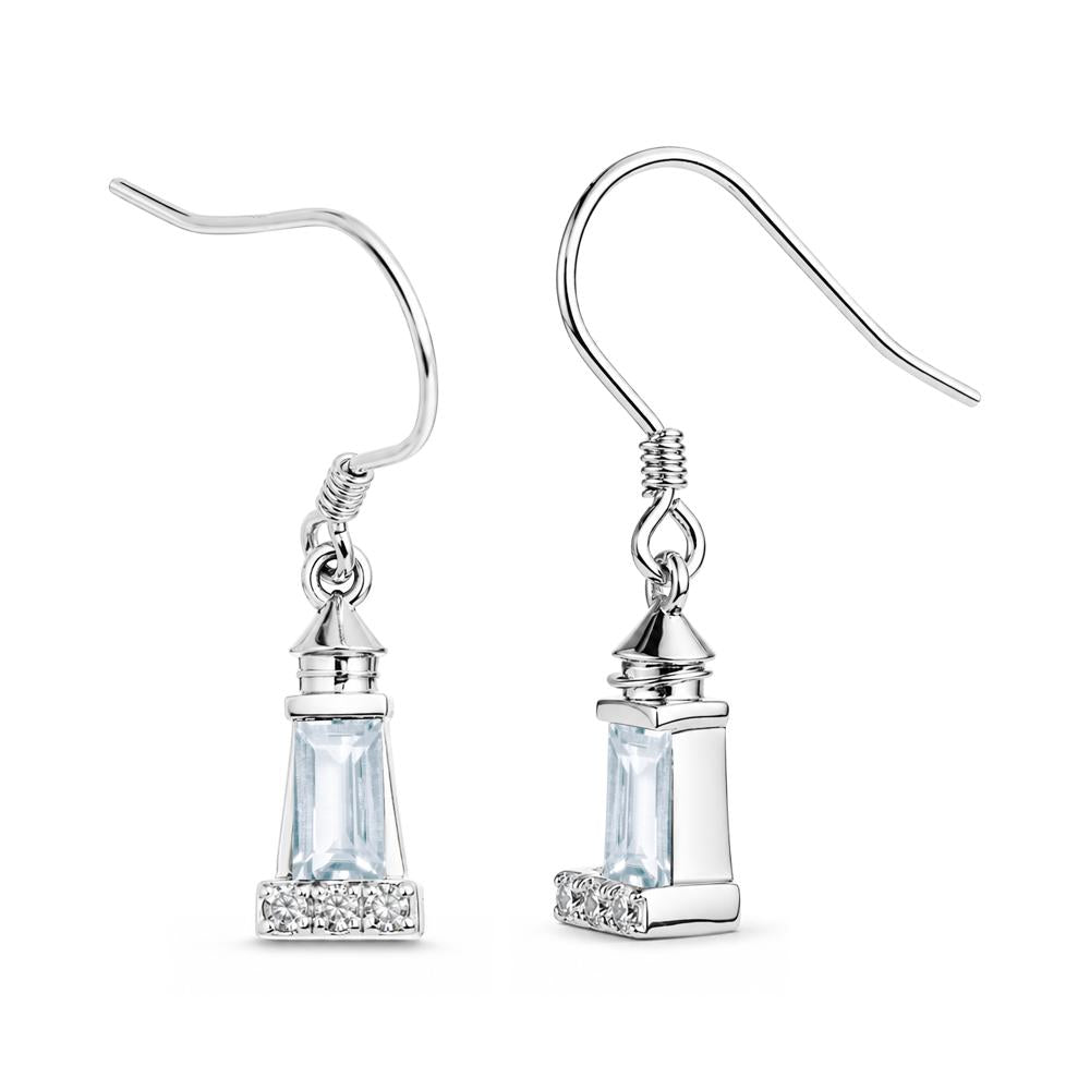 Rectangle Cut Smoky Quartz Lighthouse Earrings - LUO Jewelry #gemstone_Aquamarine