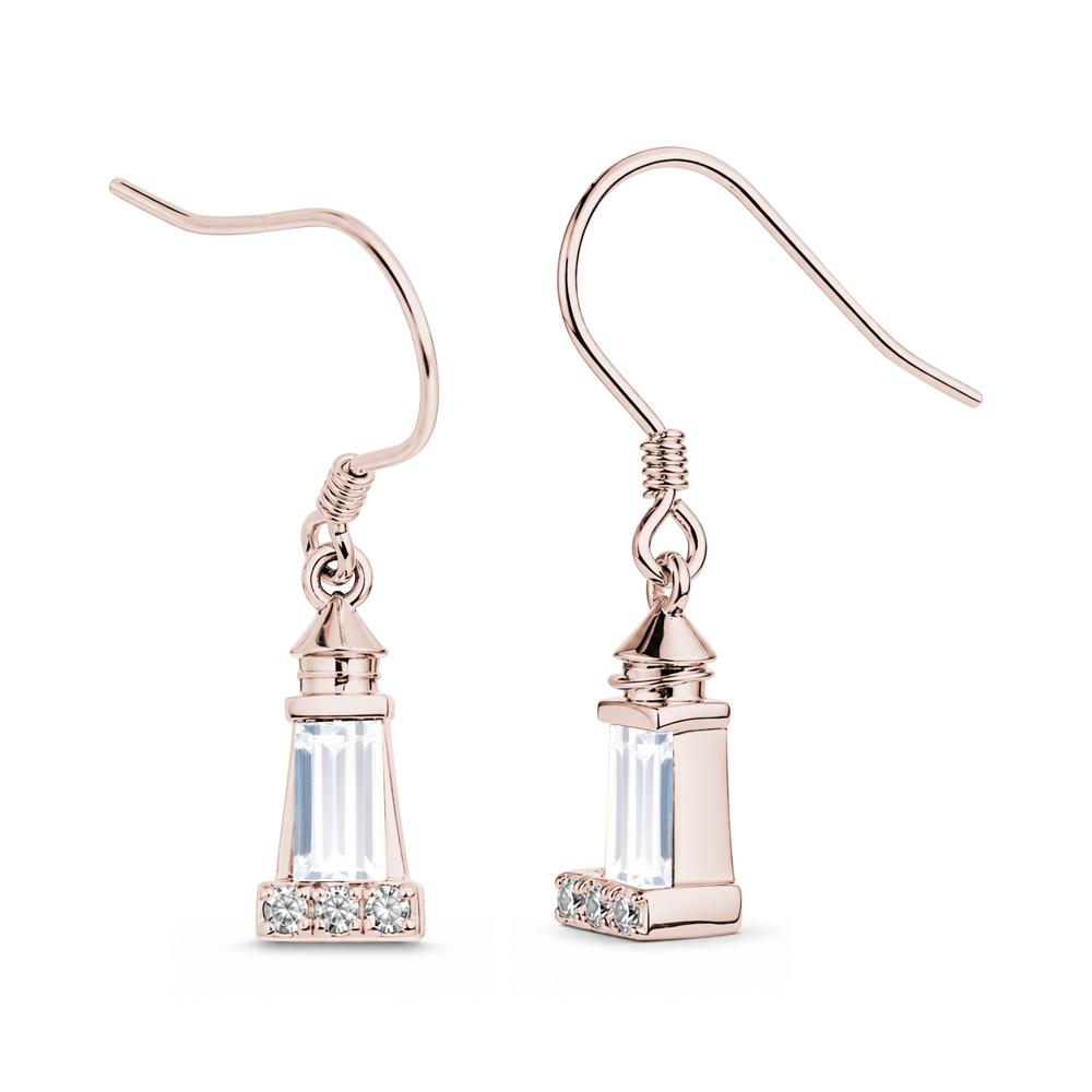Rectangle Cut Smoky Quartz Lighthouse Earrings - LUO Jewelry #gemstone_Cubic Zirconia