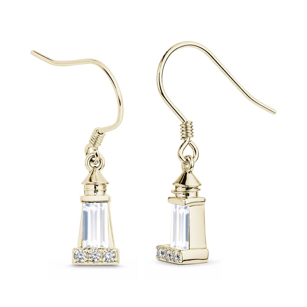 Rectangle Cut Smoky Quartz Lighthouse Earrings - LUO Jewelry #gemstone_Cubic Zirconia