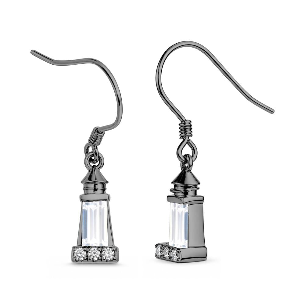 Rectangle Cut Smoky Quartz Lighthouse Earrings - LUO Jewelry #gemstone_Cubic Zirconia