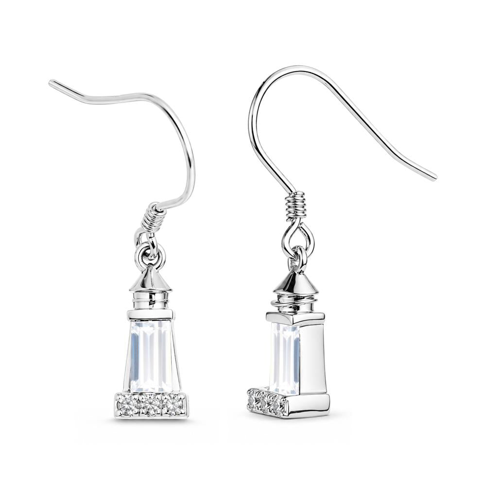 Rectangle Cut Smoky Quartz Lighthouse Earrings - LUO Jewelry #gemstone_Cubic Zirconia