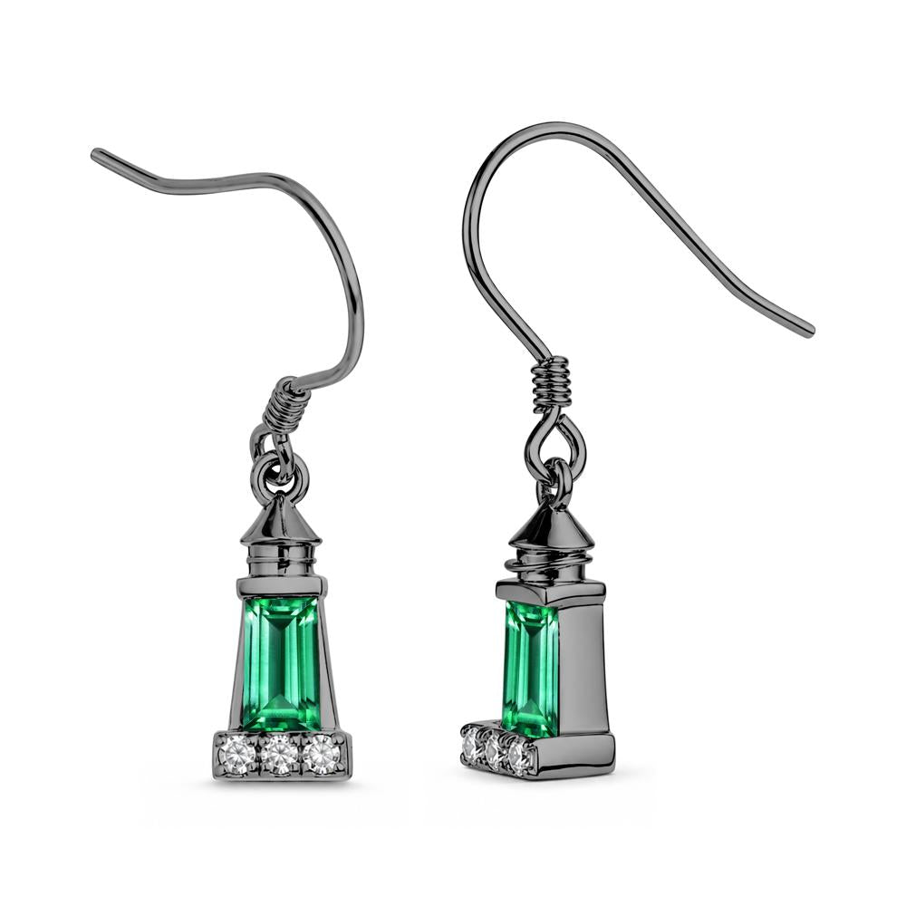Rectangle Cut Smoky Quartz Lighthouse Earrings - LUO Jewelry #gemstone_Emerald