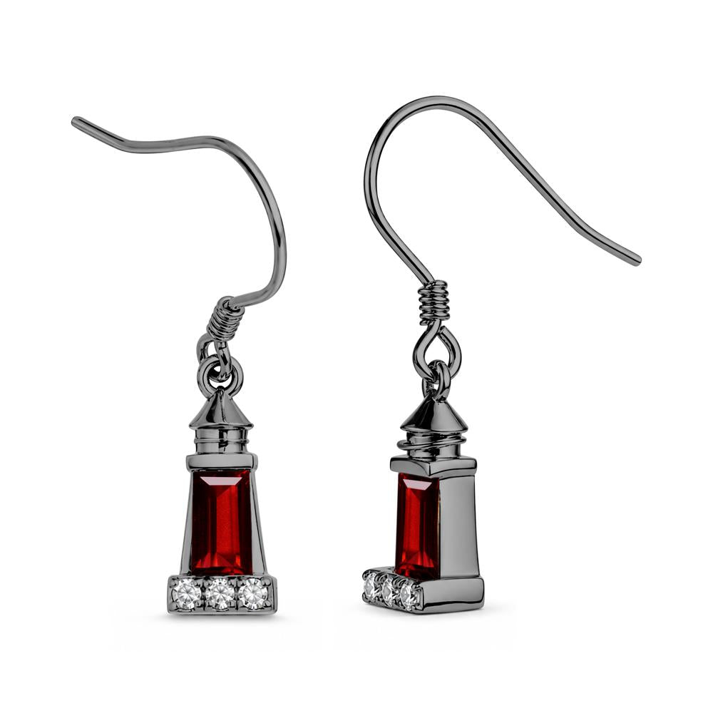 Rectangle Cut Smoky Quartz Lighthouse Earrings - LUO Jewelry #gemstone_Garnet