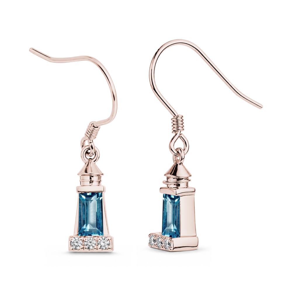 Rectangle Cut Smoky Quartz Lighthouse Earrings - LUO Jewelry #gemstone_London Blue Topaz
