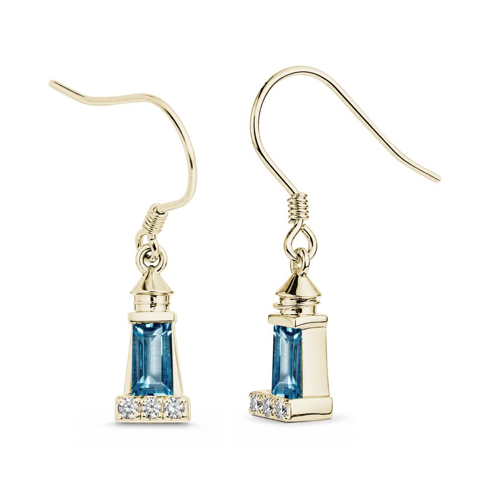 Rectangle Cut Smoky Quartz Lighthouse Earrings - LUO Jewelry #gemstone_London Blue Topaz