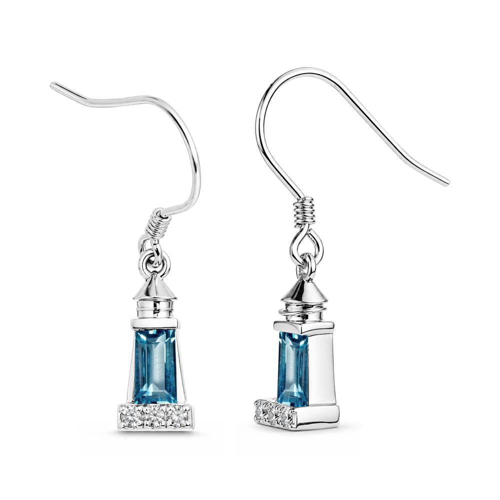 Rectangle Cut Smoky Quartz Lighthouse Earrings - LUO Jewelry #gemstone_London Blue Topaz