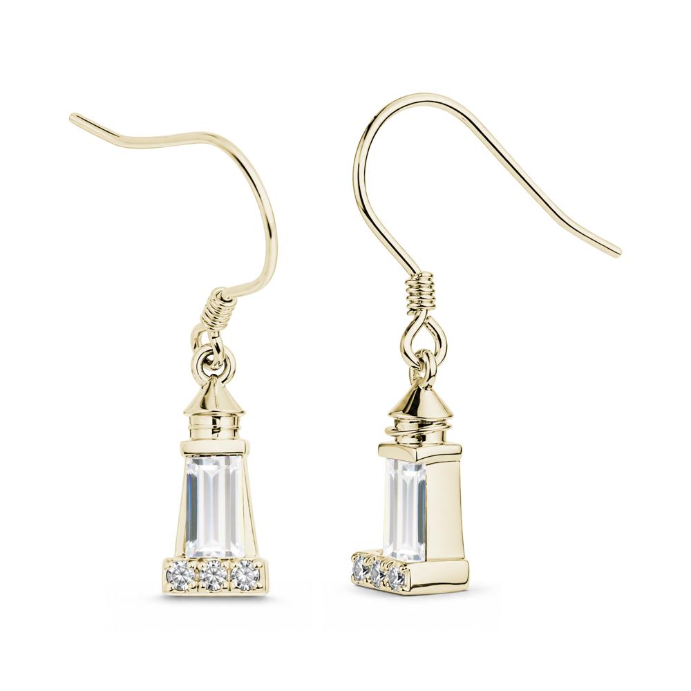 Rectangle Cut Smoky Quartz Lighthouse Earrings - LUO Jewelry #gemstone_Moissanite