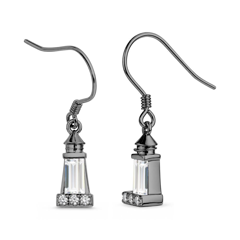 Rectangle Cut Smoky Quartz Lighthouse Earrings - LUO Jewelry #gemstone_Moissanite