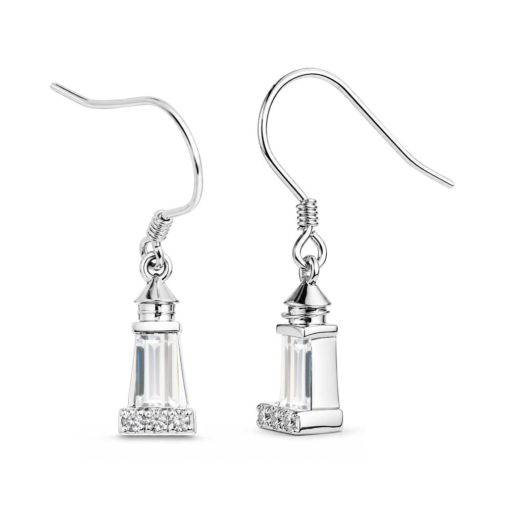 Rectangle Cut Smoky Quartz Lighthouse Earrings - LUO Jewelry #gemstone_Moissanite