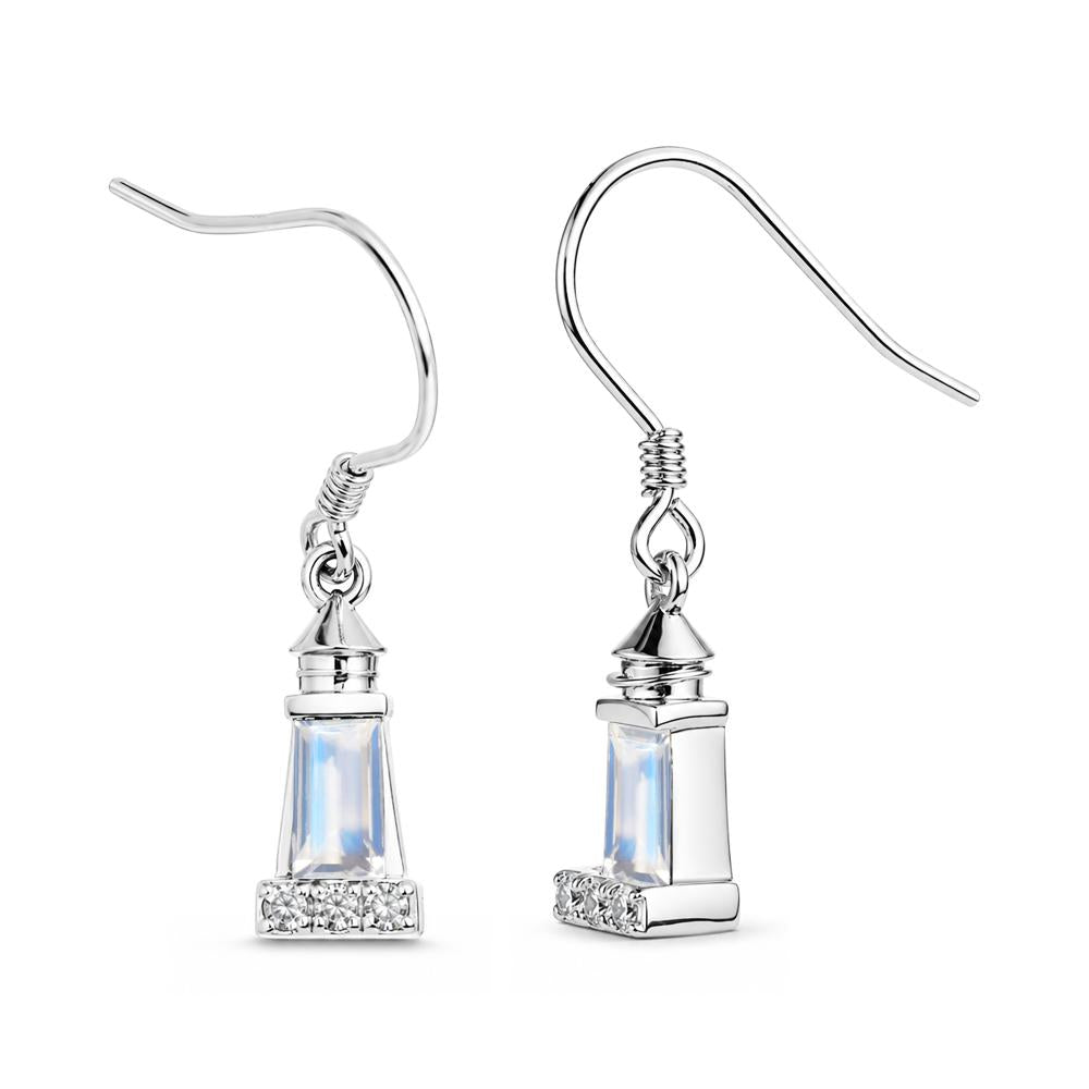 Rectangle Cut Smoky Quartz Lighthouse Earrings - LUO Jewelry #gemstone_Moonstone