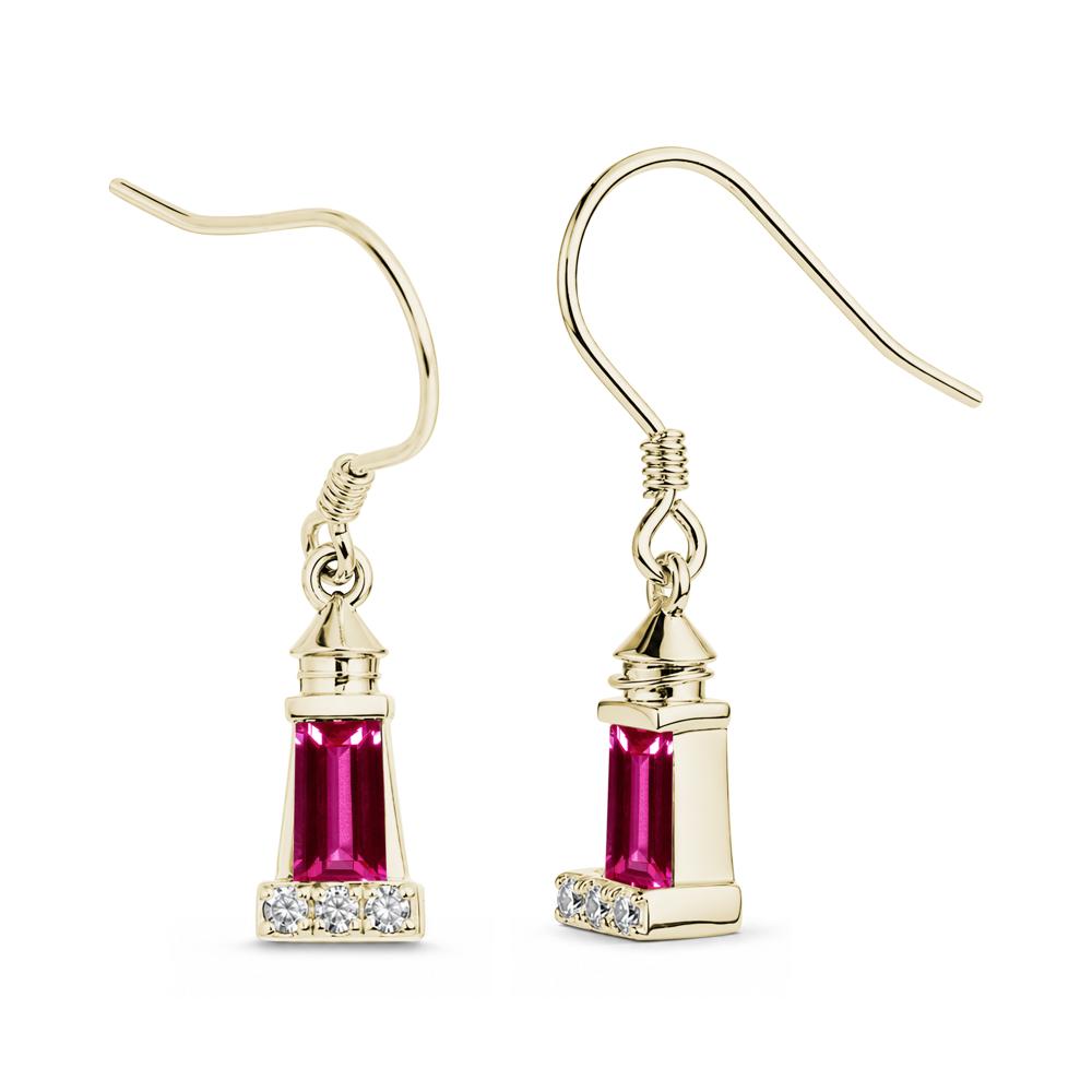 Rectangle Cut Smoky Quartz Lighthouse Earrings - LUO Jewelry #gemstone_Ruby