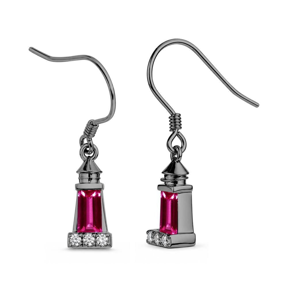 Rectangle Cut Smoky Quartz Lighthouse Earrings - LUO Jewelry #gemstone_Ruby