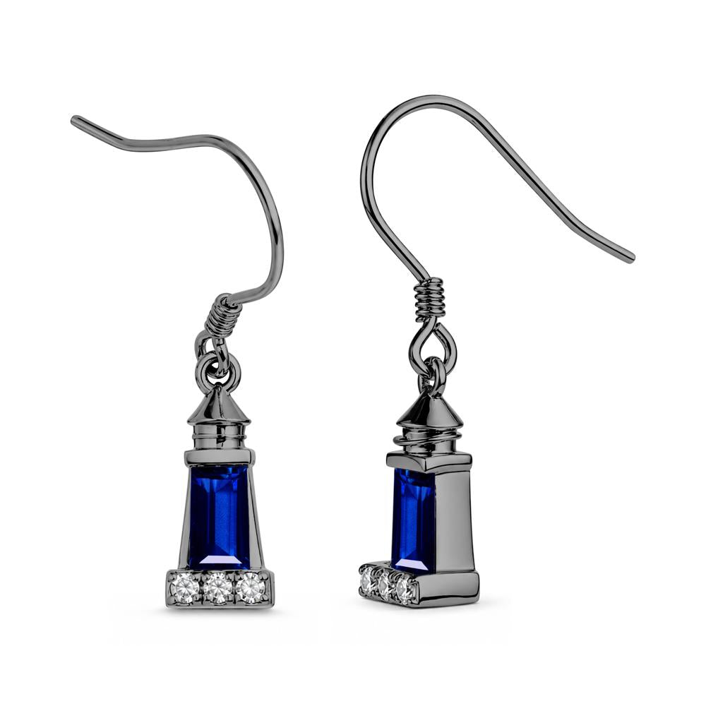 Rectangle Cut Smoky Quartz Lighthouse Earrings - LUO Jewelry #gemstone_Sapphire