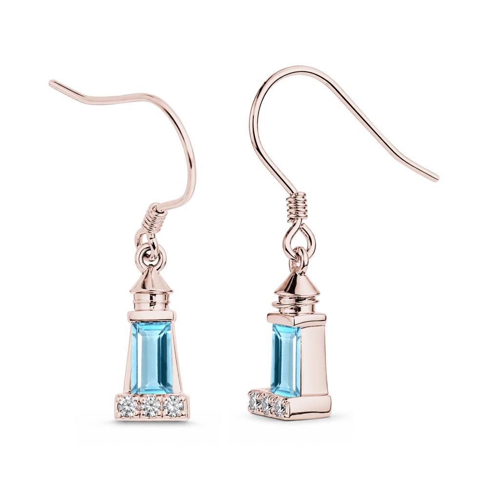Rectangle Cut Smoky Quartz Lighthouse Earrings - LUO Jewelry #gemstone_Swiss Blue Topaz