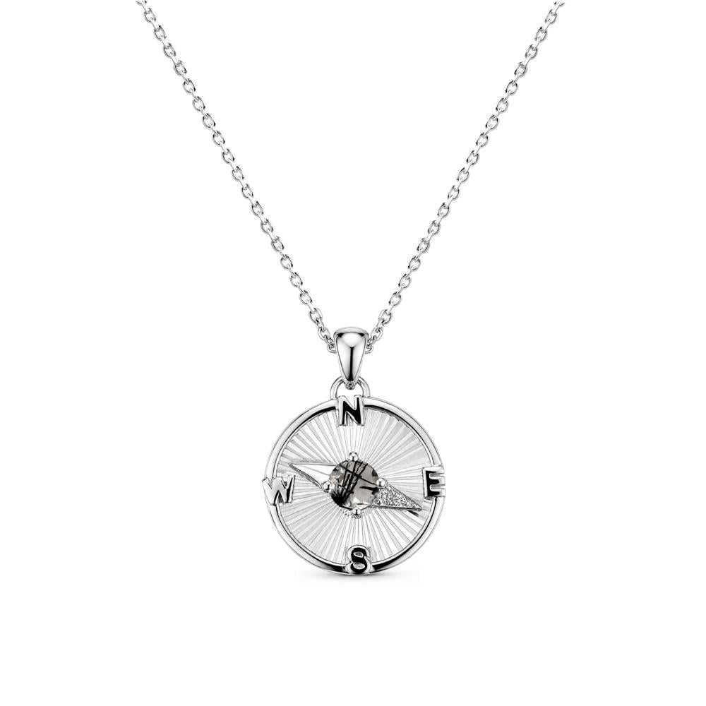 Alexandrite Compass Pendant Necklace for Women - LUO Jewelry #gemstone_Black Rutilated Quartz
