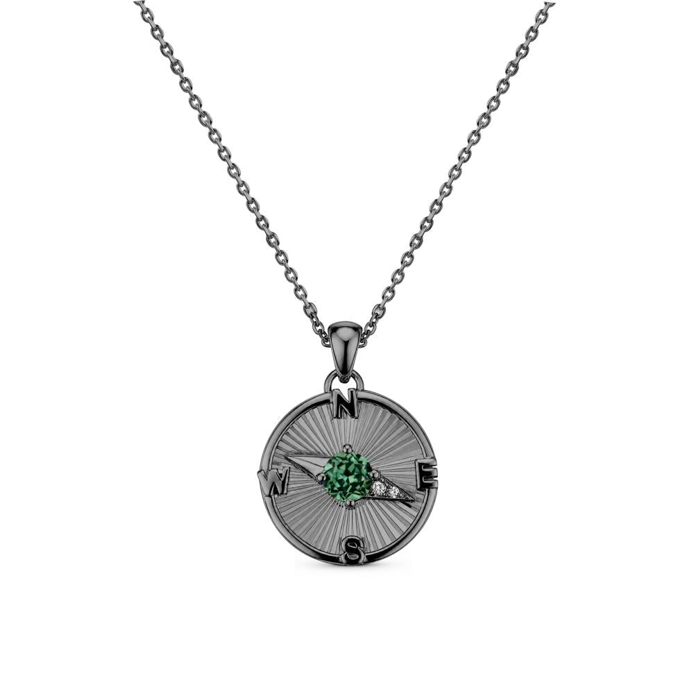 Alexandrite Compass Pendant Necklace for Women - LUO Jewelry #gemstone_Green Sapphire