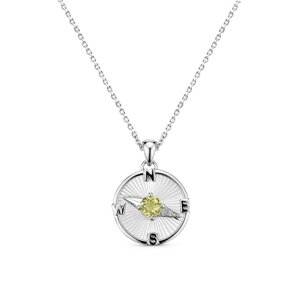 Alexandrite Compass Pendant Necklace for Women - LUO Jewelry #gemstone_Lemon Quartz