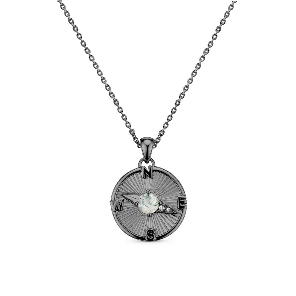 Alexandrite Compass Pendant Necklace for Women - LUO Jewelry #gemstone_Moss Agate