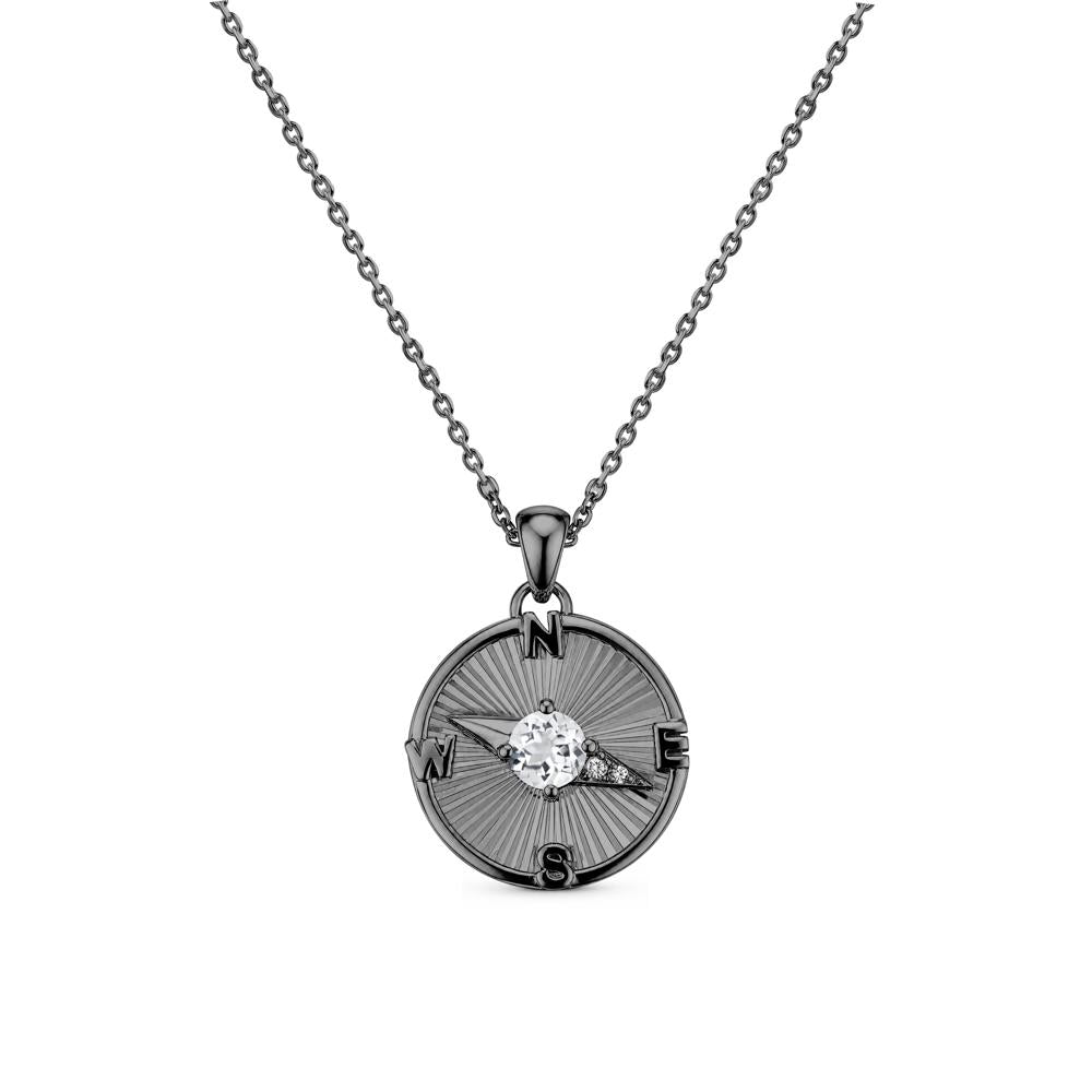 Alexandrite Compass Pendant Necklace for Women - LUO Jewelry #gemstone_White Topaz