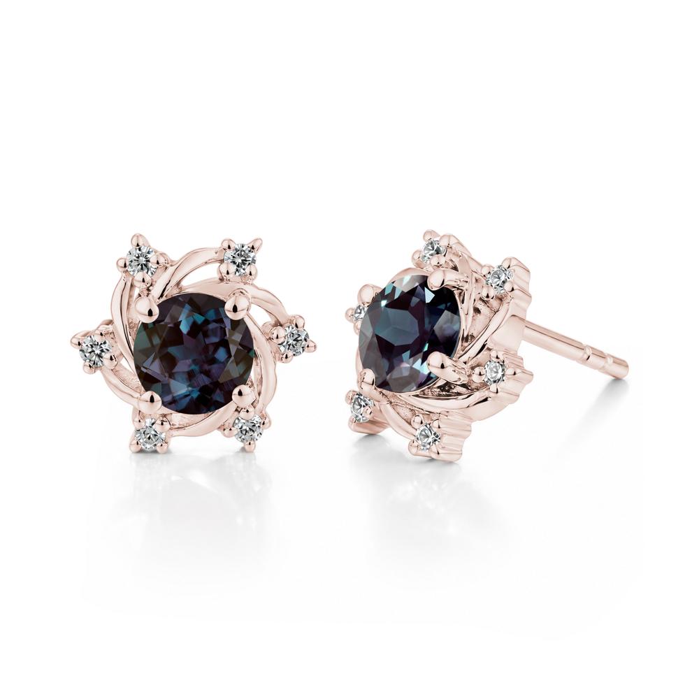 Swirl Flower Garnet Stud Earrings - LUO Jewelry #gemstone_Alexandrite