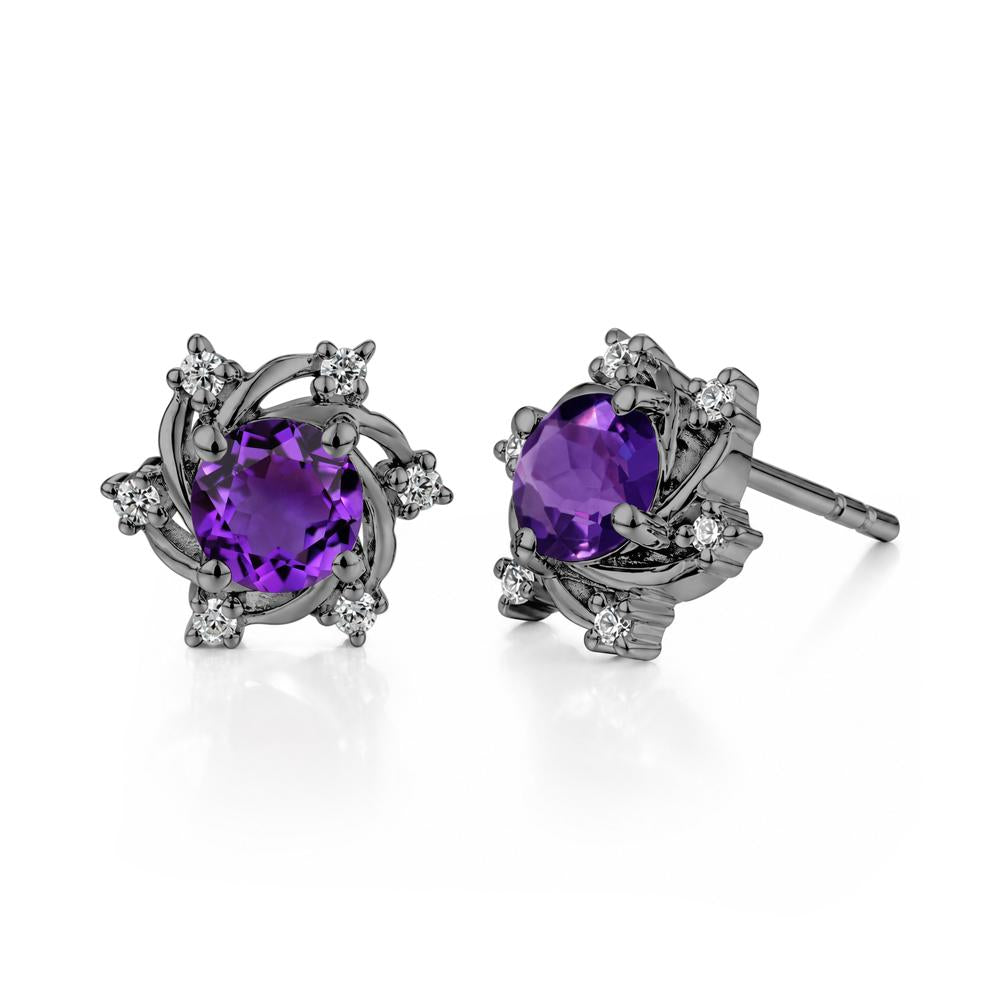 Swirl Flower Garnet Stud Earrings - LUO Jewelry #gemstone_Amethyst