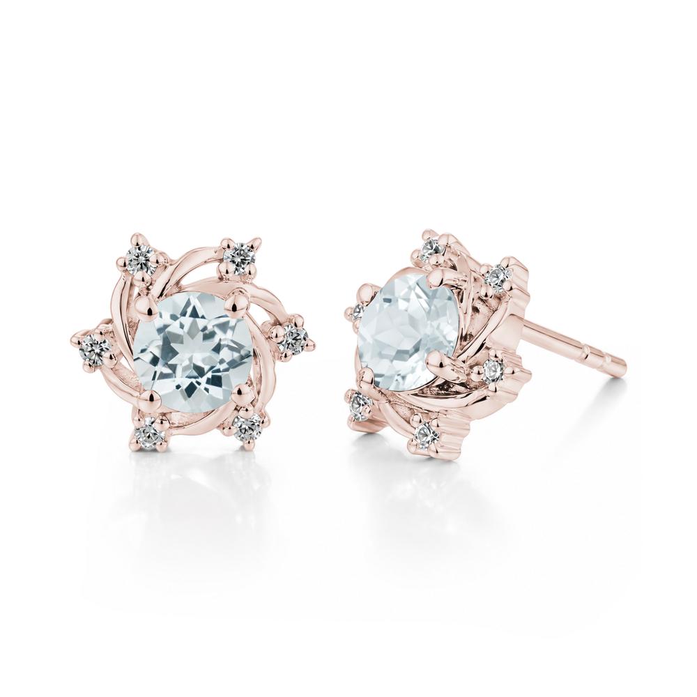 Swirl Flower Garnet Stud Earrings - LUO Jewelry #gemstone_Aquamarine