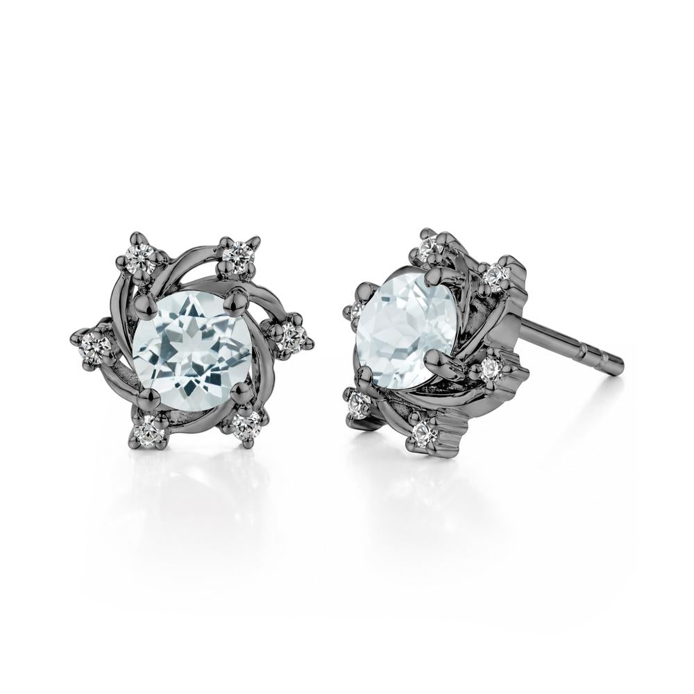 Swirl Flower Garnet Stud Earrings - LUO Jewelry #gemstone_Aquamarine