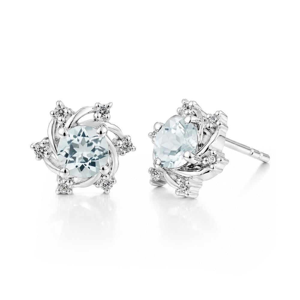 Swirl Flower Garnet Stud Earrings - LUO Jewelry #gemstone_Aquamarine