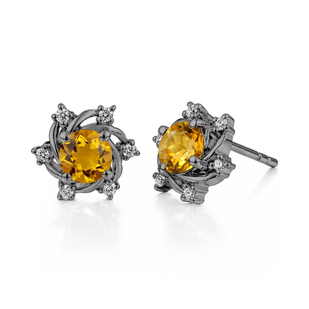Swirl Flower Garnet Stud Earrings - LUO Jewelry #gemstone_Citrine