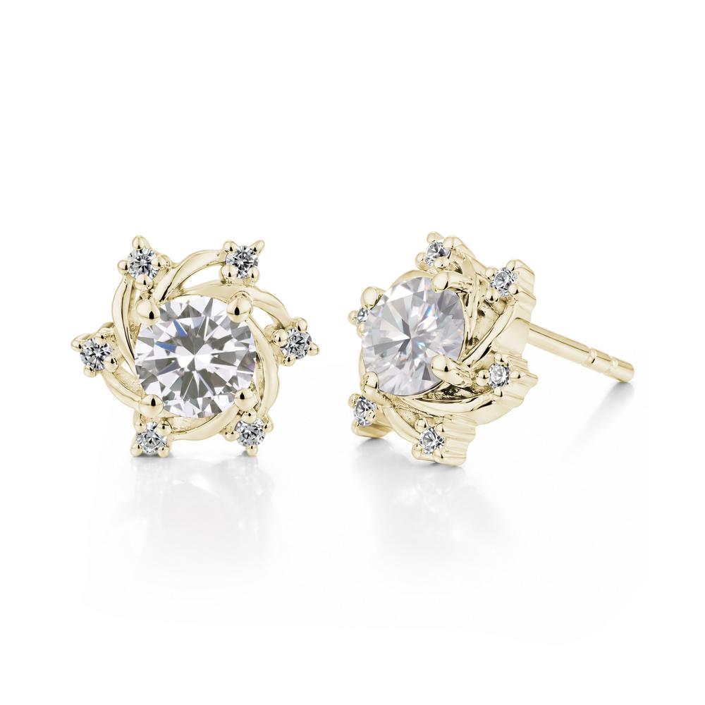 Swirl Flower Garnet Stud Earrings - LUO Jewelry #gemstone_Cubic Zirconia